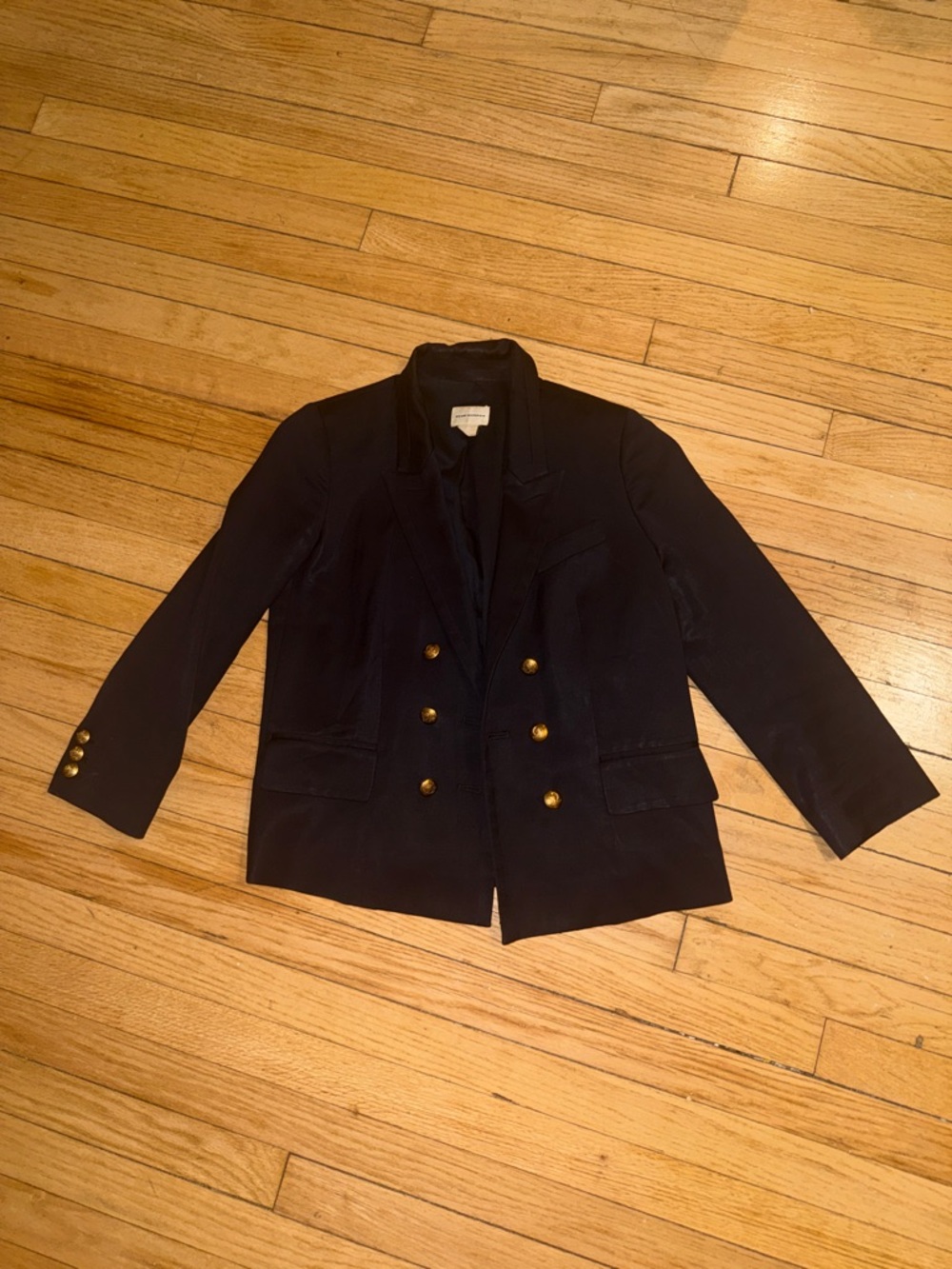 Club Monaco Double-Breasted Navy Blazer with Gold Buttons